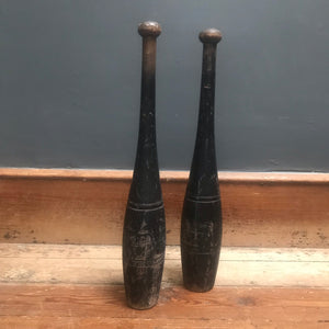 SOLD - Vintage Pair of Wooden Exercise Clubs