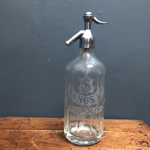 SOLD - Vintage Etched Glass “Sangs Aberdeen” Soda Syphon