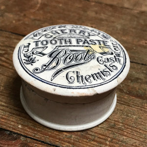 SOLD - Vintage Boots Cherry Toothpaste Pot