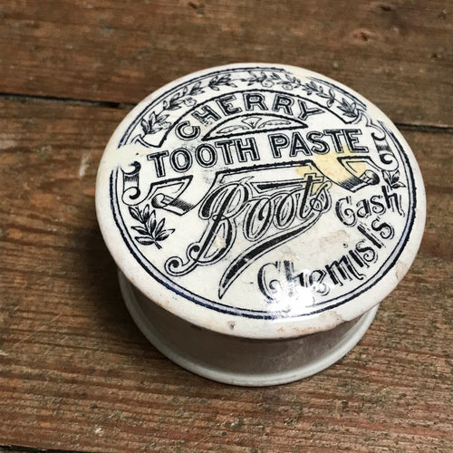 SOLD - Vintage Boots Cherry Toothpaste Pot