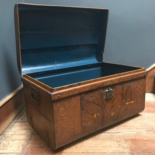 SOLD - Vintage Metal Steamer Trunk Chest