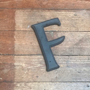 SOLD - Black Painted Wooden 3D "F” Letter Font