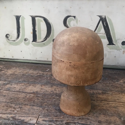 SOLD - Vintage Wooden Hat Block on Stand