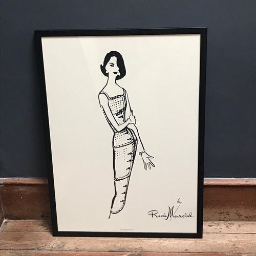 SOLD - French Fashion Print of lady in evening dress, by Renee Marciel