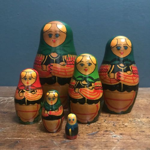 SOLD - Vintage Hand Painted Russian Doll (labelled USSR) - 5 Piece - Set