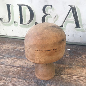 SOLD - Vintage Wooden Hat Block on Stand